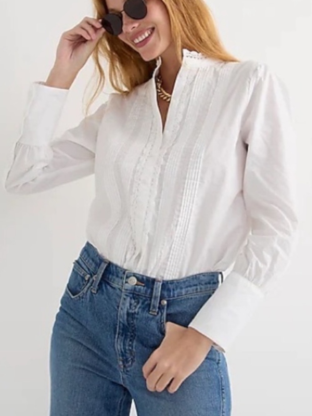 J Crew Lace Front Button Shirt in White | 4 NWT